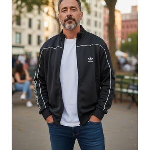 Adidas Men's Black and White Track Jacket